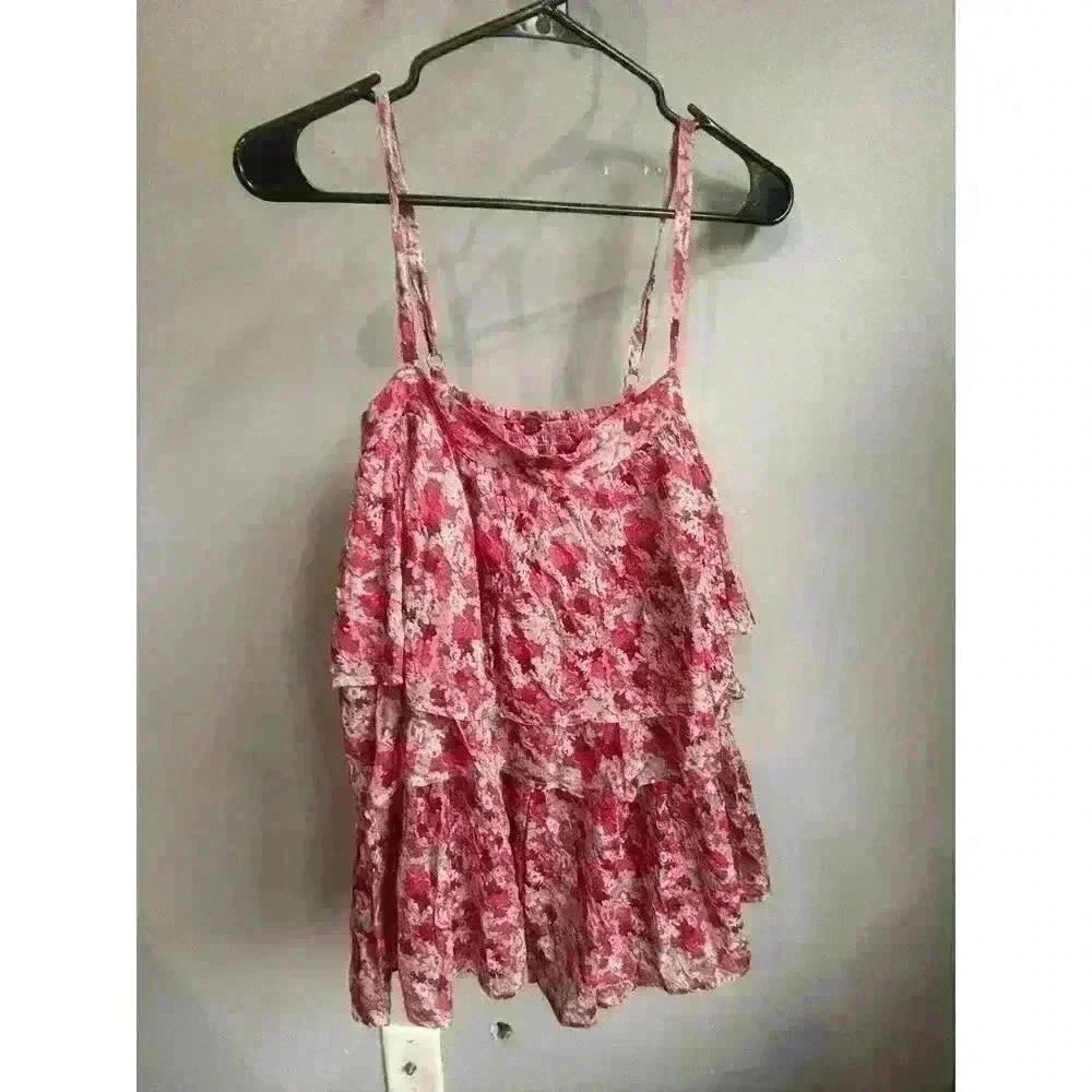 Free People Talia Tunic Ruffled Dress in Pink Floral Combo Size Medium - Picture 4 of 7